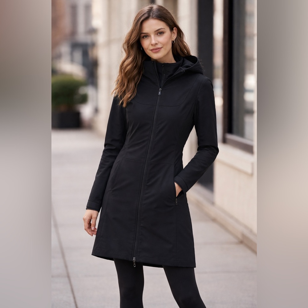 Lululemon City Softshell Black Hooded Coat, Full Zipper, Fleece Lined, Size2-4